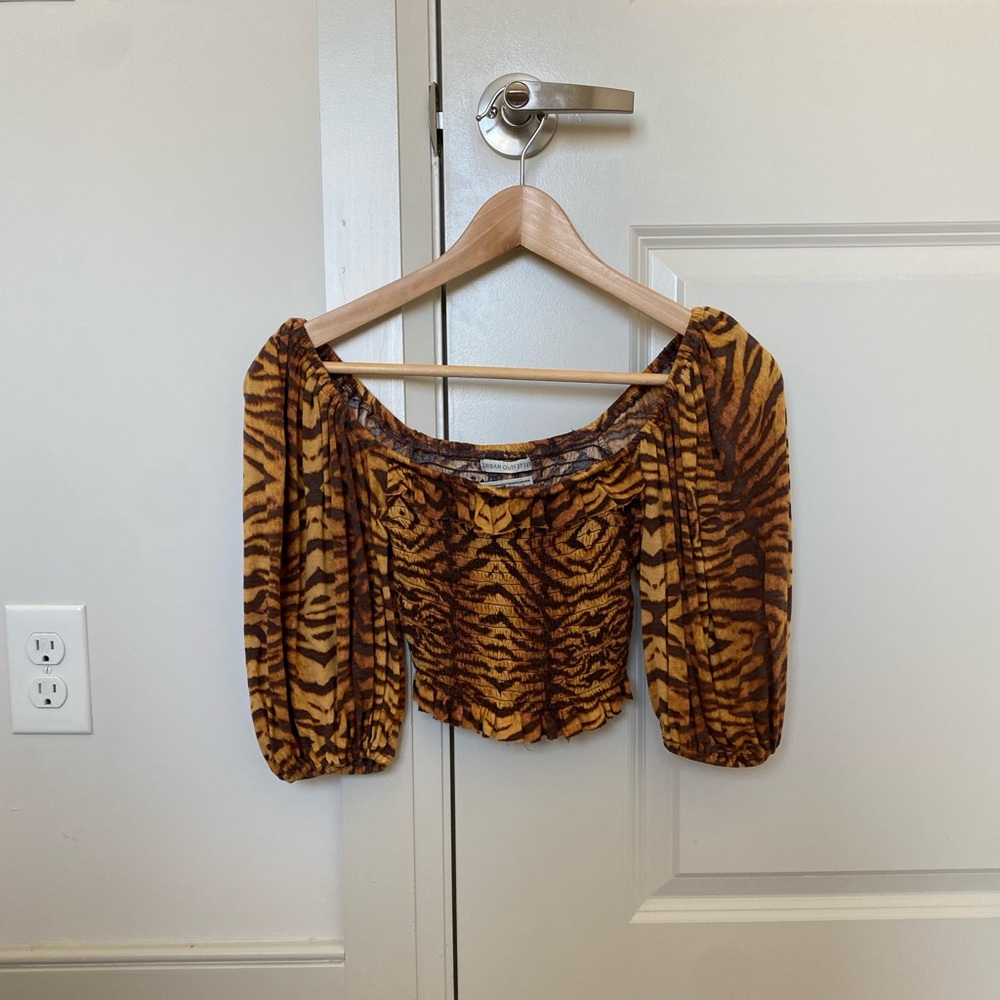 Tiger Print Off-Shoulder Top